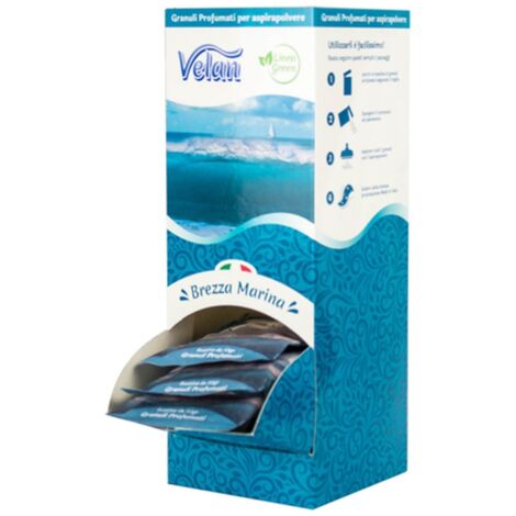 GRANULI PROFUMATI ASPIRAPOLVERE VELAN DISPENSER 25 BUSTINE PROFUMO BREZZA MARINA