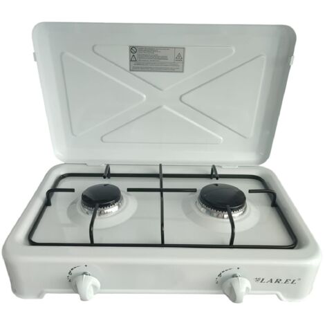 FORNELLO CUCININO 2 FUOCHI FORNELLI DA APPOGGIO CAMPING BIANCO LAREL GAS GPL