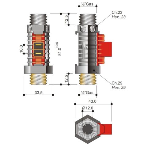Sensore Flusso Acqua Flussostato 1/2 Per Stufe A Pellet Idro - Ricambio Originale Easyricambi Easyricambi 930-019-001