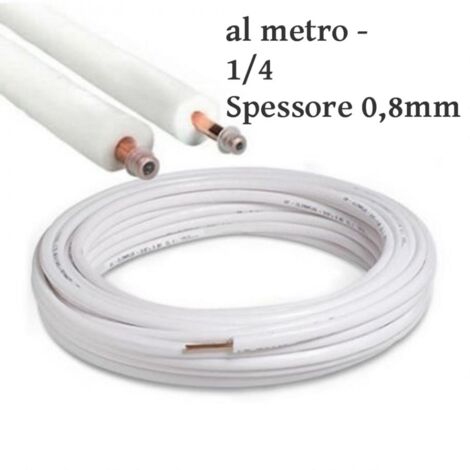 TUBO RAME COIBENTATO CLIMATIZZATORI CONDIZIONATORI 1-4 Spessore 0,8mm - al metro