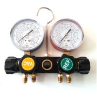 GRUPPO MANOMETRO DOPPIO FREON R22 R134A R404A R407C ATTACCO 1/4 4 VIE