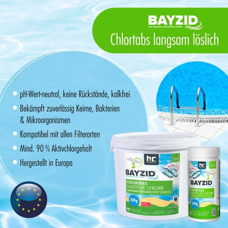 Bayzid® Galets de chlore lent de 200g - boîte de 1 kg