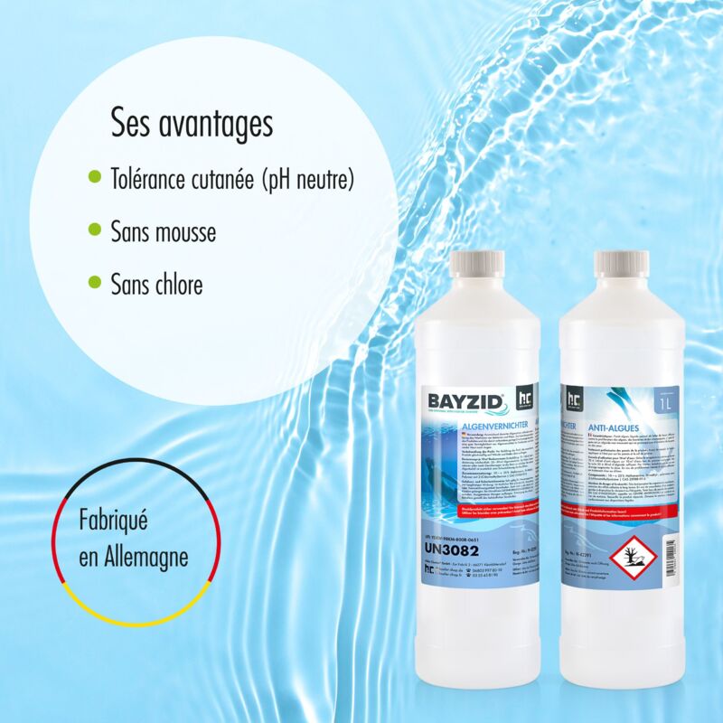 Höfer Chemie BAYZID - Floculant Piscine 1L - Clarifiant Eau Trouble - Compatible Filtres Sable