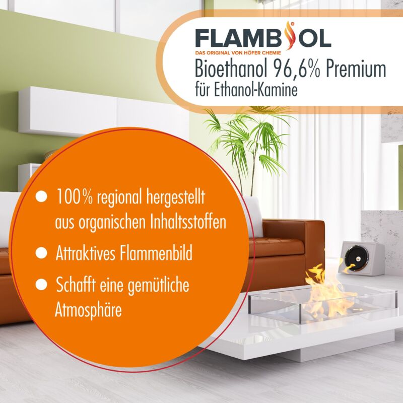 Bioéthanol Parfum Vanille GiDeli Lot 3x10L - 96,6% éthanol, Sans Fumée Ni Suie, Pour Cheminée Intérieur/extérieur