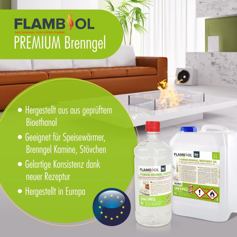 Bioéthanol FLAMBIOL® Höfer Chemie - 6x1L Pur Pour Cheminées Éthanol
