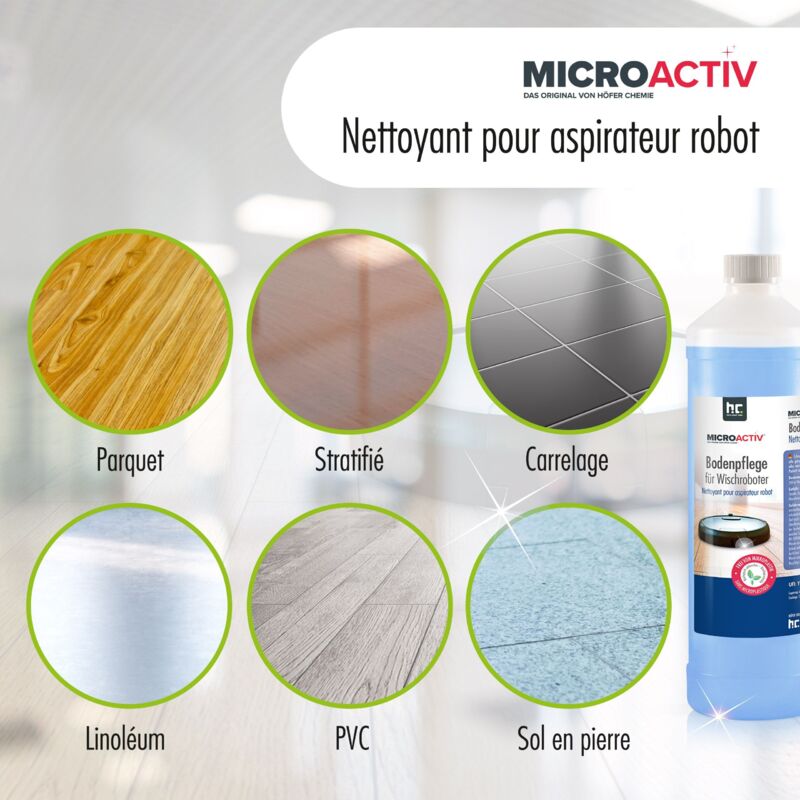 3 x 1 Litre Microactiv® Nettoyant sol pour robots laveurs