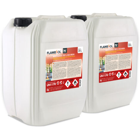 Höfer Chemie Gmbh – Bioéthanol 100 % dénaturé en bidon de 20 L – Combustion sans résidus – Flamme bleutée – Pour cheminées en acier inoxydable