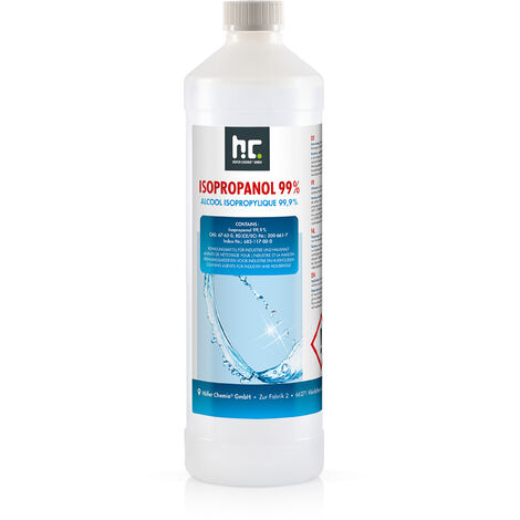 HÖFER CHEMIE Isopropanol 99,9% 1 L - Alcool Isopropylique pour le Nettoyage et le Dégraissage - Solvant Puissant - Multiusage