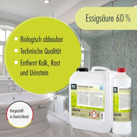 6 l Acide Acétique 60% (6 x 1 l) Produit technique - Fiable pour l'élimination des salissures tenaces