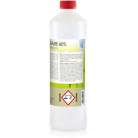 6 l Acide Acétique 60% (6 x 1 l) Produit technique - Fiable pour l'élimination des salissures tenaces
