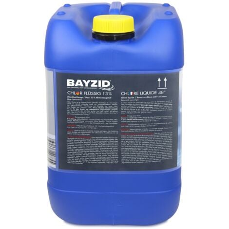 Höfer Chemie 25 kg Chlore liquide 48° pour piscine avec une teneur en chlore actif de 13 à 15% pour l'entretien des piscines et la désinfection de l'eau - Made in Germany