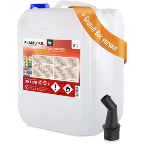 Höfer Chemie Gmbh – Bioéthanol 100% Hochrein 10 L – Combustion propre et inodore – Pour cheminées et foyers à éthanol – Écologique et économique