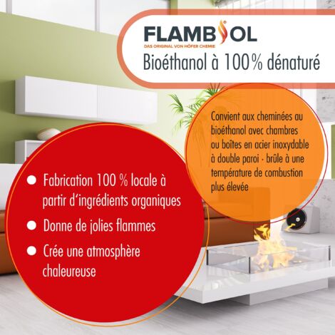 Bioéthanol 5L ou 10L pour cheminée - Combustion Propre et Écologique