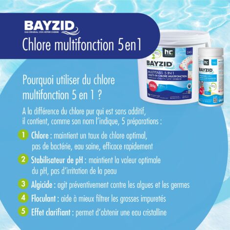 Höfer Chemie 2 x 5 kg BAYZID® Pastilles de Chlore pour Piscine(20g), Chlore Multifonction 5 en 1 - Traitement Complet et Écologique, Fabriqué en Europe