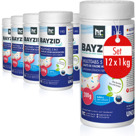12x 1 kg BAYZID® Multitabs 200g 5in1 für Pools