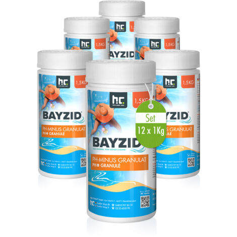 Höfer Chemie 12 x 1.5 kg (18 kg) BAYZID pH moins granulé - l'ORIGINAL pour une valeur de pH optimale et une excellente qualité de l'eau