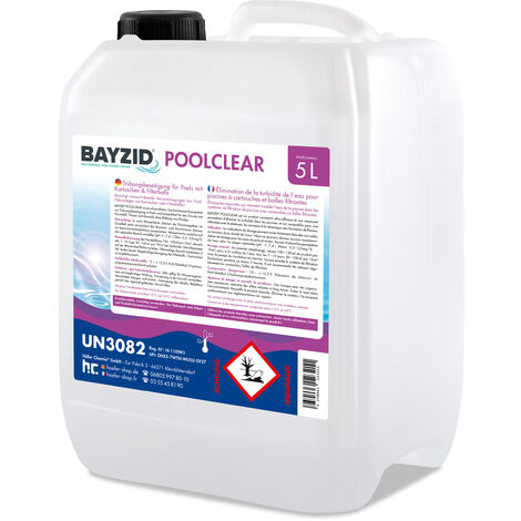 5 L BAYZID® Poolclear - Élimination de la turbidité de l´eau pour piscines à cartouches et balles filtrantes