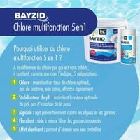 1 x 5 kg Bayzid Galets de chlore multifonction (200g)