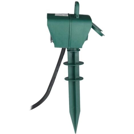 Adaptateurs et prises - 2 voies - Prises de courant pour jardin - IP44 - Vert - fil de 3m