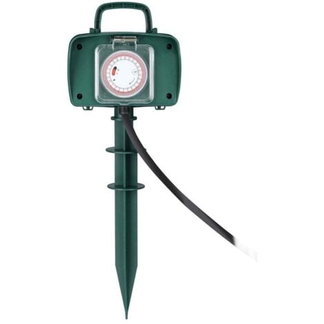 Adaptateurs et prises - 2 voies - Prises de courant pour jardin - IP44 - Vert - fil de 3m
