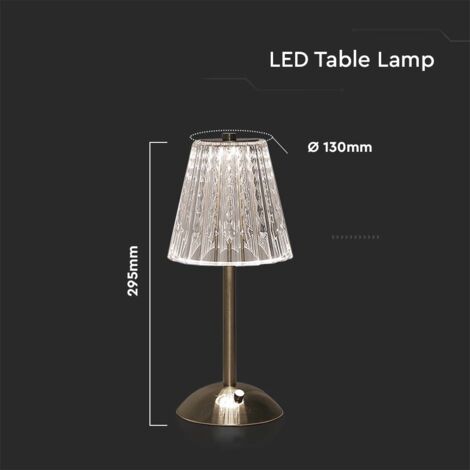 Lampes de table rechargeables - IP20 - Corps en nickel sable - 2,4 Watts - 210 Lumens - 3IN1