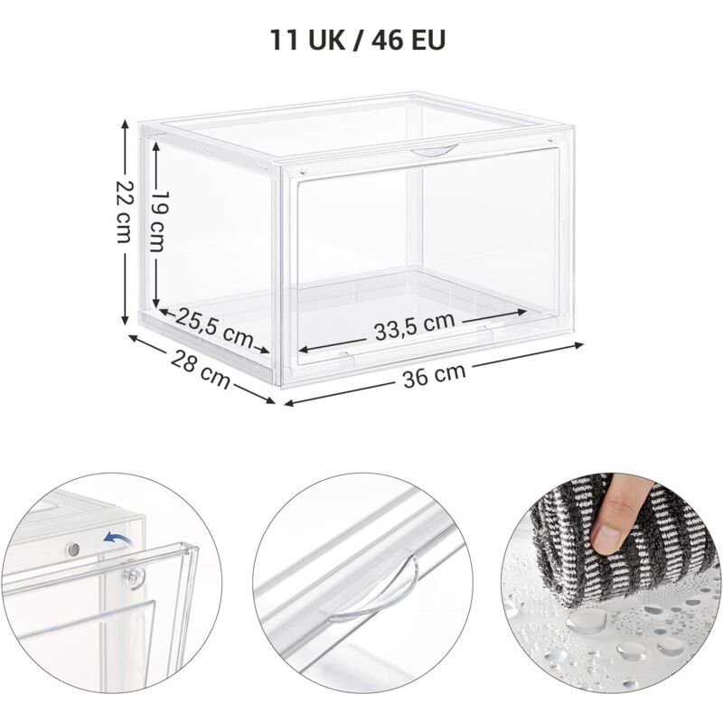 Conteneurs De Stockage Clairs 6 Pcs, Boîtes À Chaussures Transparentes