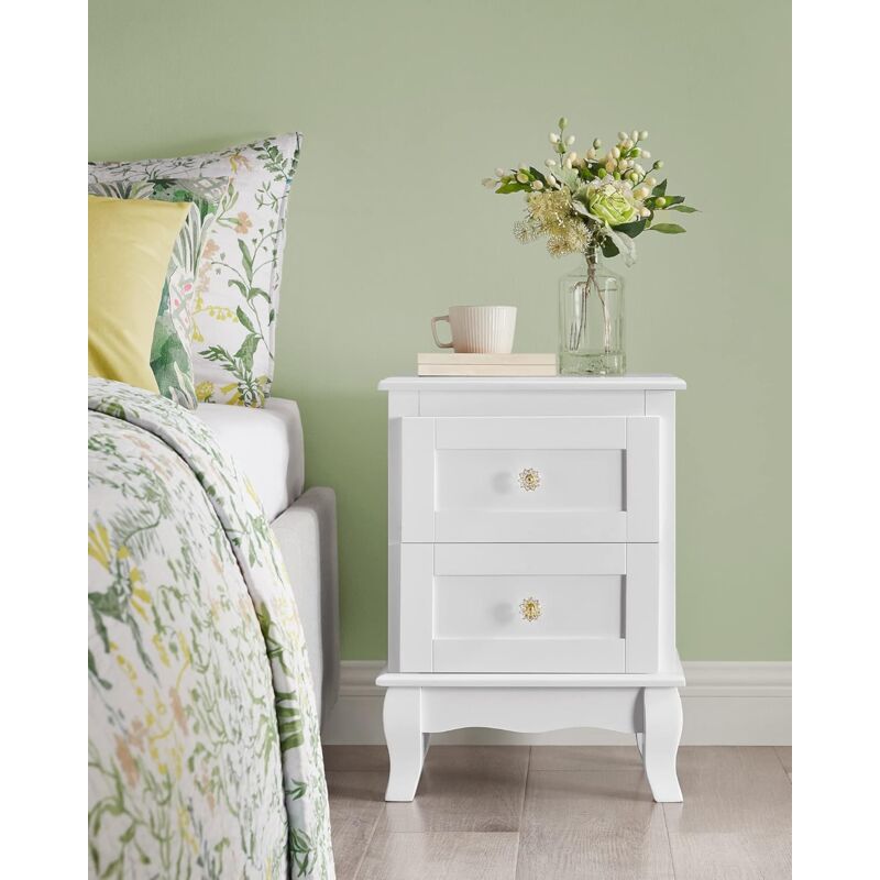 Lot De 2 Tables De Chevet Avec Tiroir – Blanc, 20x35x60 Cm, Rangement étagère Ouverte, Pour Chambre Ou Canapé