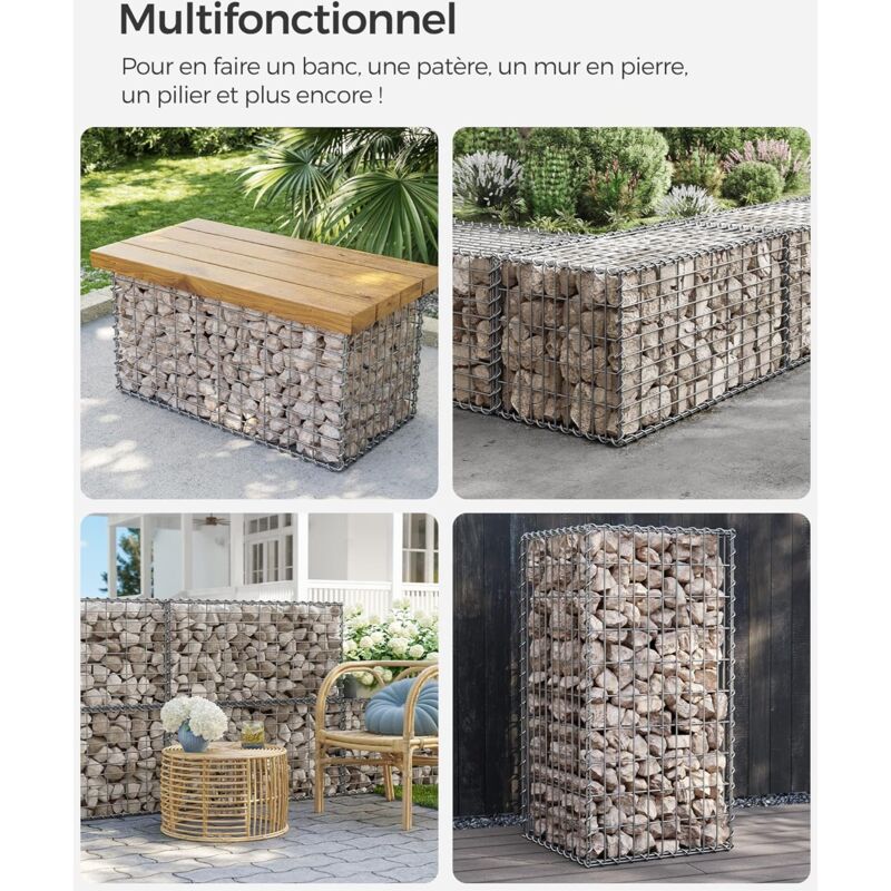 Gabiona - Colonne De Gabion Carrée, 27 Cm X 27 Cm, Mailles 5 X 10 Cm - Hauteur : 230 Cm Robuste 88024312