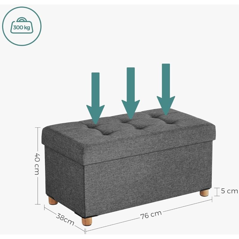 Banc Tabouret Coffre de rangement, Pliable, Rembourré, 76 x 38 x 38 cm  acheter en ligne à bas prix