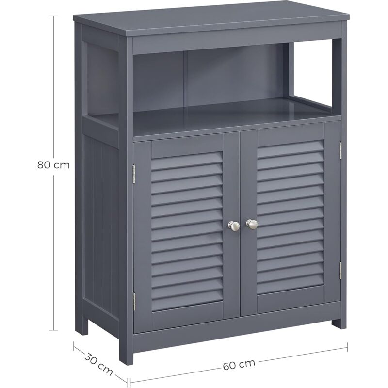 VASAGLE Meuble Salle de Bain sur Pieds, Armoire de Rangement, Placard avec  2 Étagères Réglables, 30 x 60 x 80 cm, Blanc BCB60W