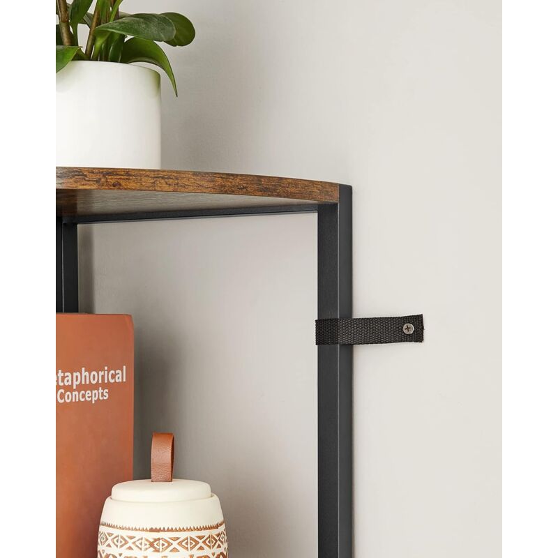 VASAGLE Bibliothèque D'angle Rétro, Étagère D'angle, Rangement, Montage Facile, Avec Cadre Métallique, Pour Salon, Maison, Bureau, Rétro, Noir, Marron Par SONGMICS