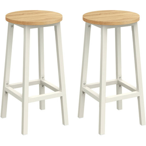 Vasagle – Lot de 2 tabourets de bar en acier – Hauteur 65 cm – Siège de cuisine blanc – Montage facile – Style industriel moderne