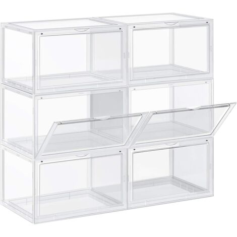 Songmics – Lot de 6 boîtes à chaussures transparentes – Empilables avec porte – Pour pointure jusqu'à 46 – Dimensions 36 x 28 x 22 cm – Plastique polypropylène - LSP06CW