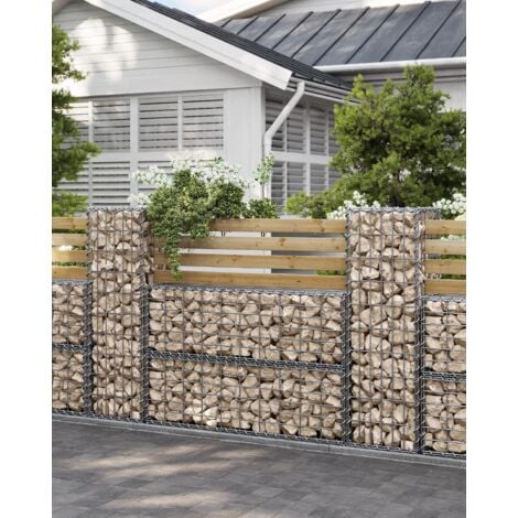 Gabion pour Pierre, 100 x 30 x 30cm, cloture gabion, Cage en Métal, Panier à Pierre, Maille 5 x 10 cm, Galvanisé, Mur, Paterre, Décoration de Jardin, Argent GGB133