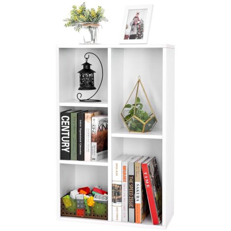 VASAGLE Bibliothèque, Étagère à 5 Niveaux, Meuble de Rangement, pour Salon, Bureau, Chambre, Cloison Séparateur, 50 x 24 x 80 cm, Blanc