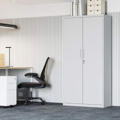 Armoire de rangement en acier SONGMICS OMC015G01 - Double porte - 5 niveaux - Placard de bureau - Pour garage, bureau - Robuste - Gris
