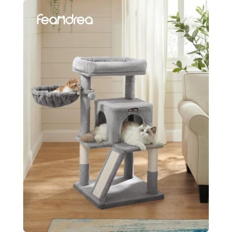 FEANDREA Arbre à Chat, Tour de Jeux, Grand Plate-Forme, Gris Clair  PCT51W