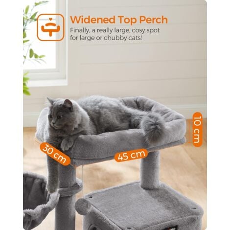 FEANDREA Arbre à Chat, Tour de Jeux, Grand Plate-Forme, Gris Clair  PCT51W