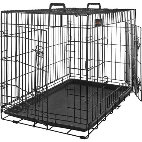 Feandrea – Cage pour chien 122 x 74,5 x 80,5 cm – 2 portes verrouillables – Fer traité anti-rouille – Pliable et facile à transporter