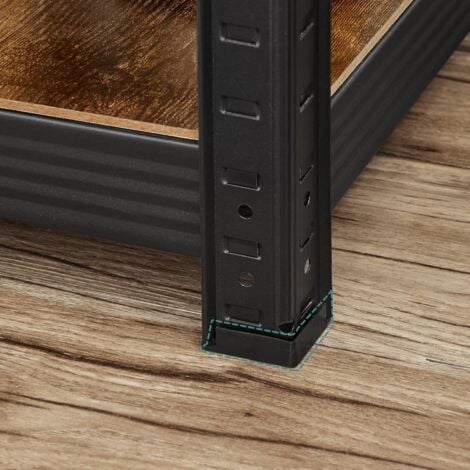 Rayonnage à 5 Niveaux, 37 x 37 x 150 cm, Charge lourde acier resistant clipsable avec MDF 5 Tablettes,  Capacité de 400kg, Marron Rustique et Noir