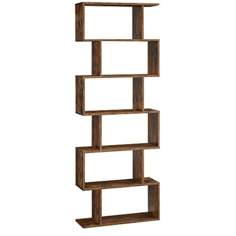 VASAGLE Bibliothèque, Étagère à 6 niveau, Meuble de rangement, Cloison Séparateur, pour Salon, Chambre, Bureau, Style Moderne, Marron Rustique