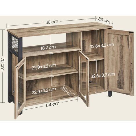VASAGLE Buffet avec 2 Portes Coulissantes, 100 x 33 x 80 c, Style VASAGLE Buffet avec 2 Portes Coulissantes, 100 x 33 x 80 c, Style