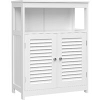 Meuble Salle de Bain, 60 x 30 x 80 cm, avec Compartiment Ouvert, Étagère de Rangement avec 2 Portes, Blanc