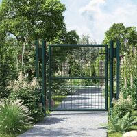 Portillon de jardin en acier galvanisé, Portail de jardin, Porte de clôture, avec serrure, poignée et clé, 106 x 100 cm (L x H), Vert GGD150G01 - Vert