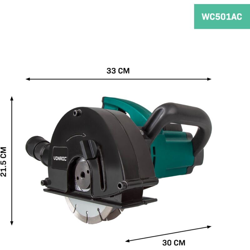 VONROC Scanalatrice per tracce muro 1700W-150mm. Include 6 dischi  diamantati e sacca portautensili