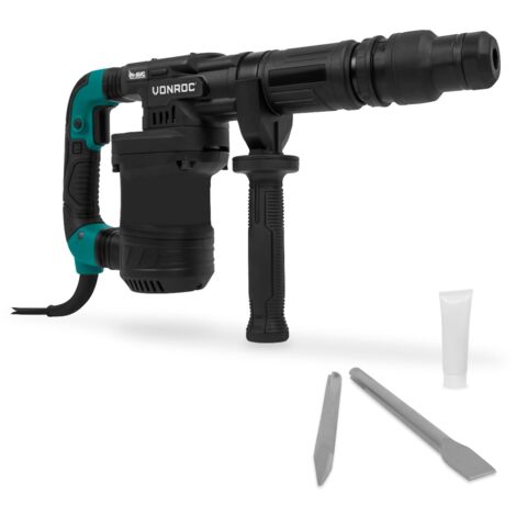 Carotatrice Per Muro VONROC PRO 1200W - 6kg - Impatto: 14 Joule Velocita Di Impatto 3100 Pm Cavo Da 5 Metri Include Impugnatura Laterale Scalpello A Punta Scalpello Piatto E Lubrificante 72005528 Martello Demolitore