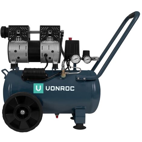 VONROC PRO Compressore d'aria 57,5Db   24 LT - Senza olio - 750W – Antracite
