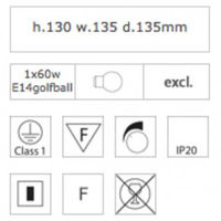 Ashino 135 quadratische Wandleuchte - Schalter - Weiß