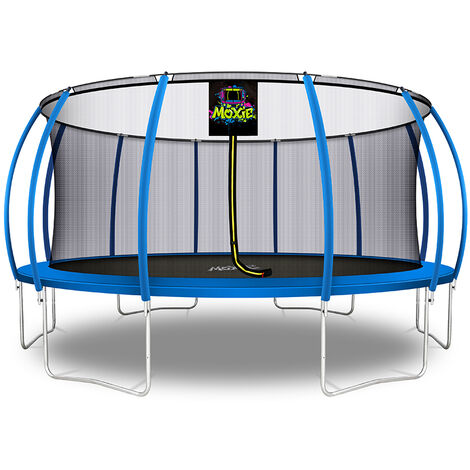 Moxie 16 FT Pumpkin-Shaped Outdoor Trampoline with Enclosure - Top-Ring Enclosed Trampoline with Safety Pad  TUV Certified Backyard Trampoline for Kids  Adults  Supports Up to 250Kg - Blue