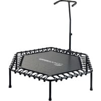 Upper Bounce 50" 127cm Hexagonal Mini Fitness Exercise Trampoline Rebounder Trampette for Gym, Indoor Workout, Cardio, Weight Loss - T-Shaped Adjustable Hand Rail - Bungee Cord Suspension - No Pad